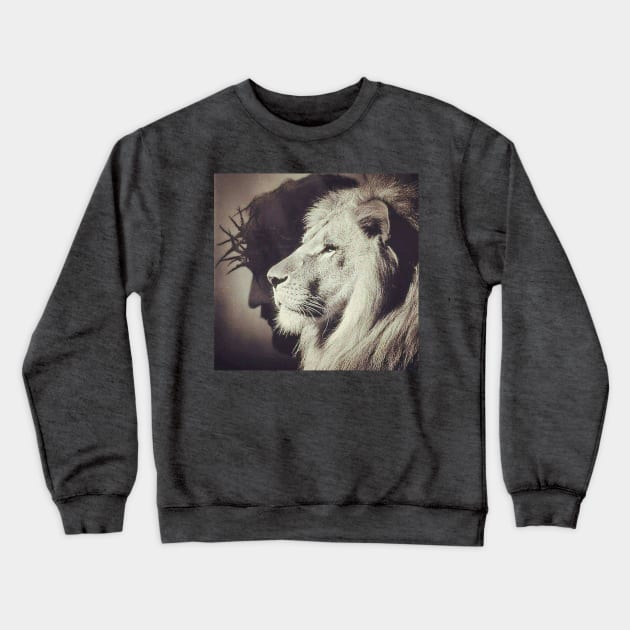 Jesus and Lion Crewneck Sweatshirt by Rev-y'all-ations